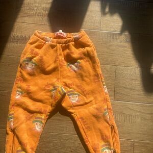 Kids Orange Cartoon Print Joggers